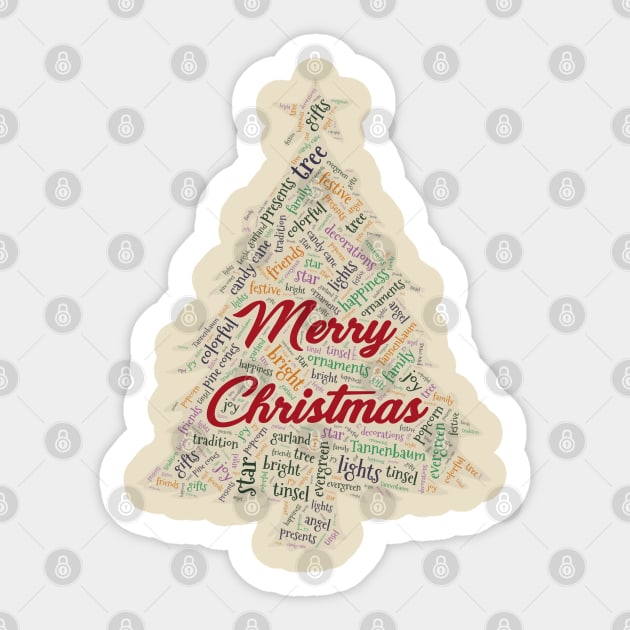 Christmas Tree Wordcloud for Lighter Backgrounds Sticker by WYL - Words You Love